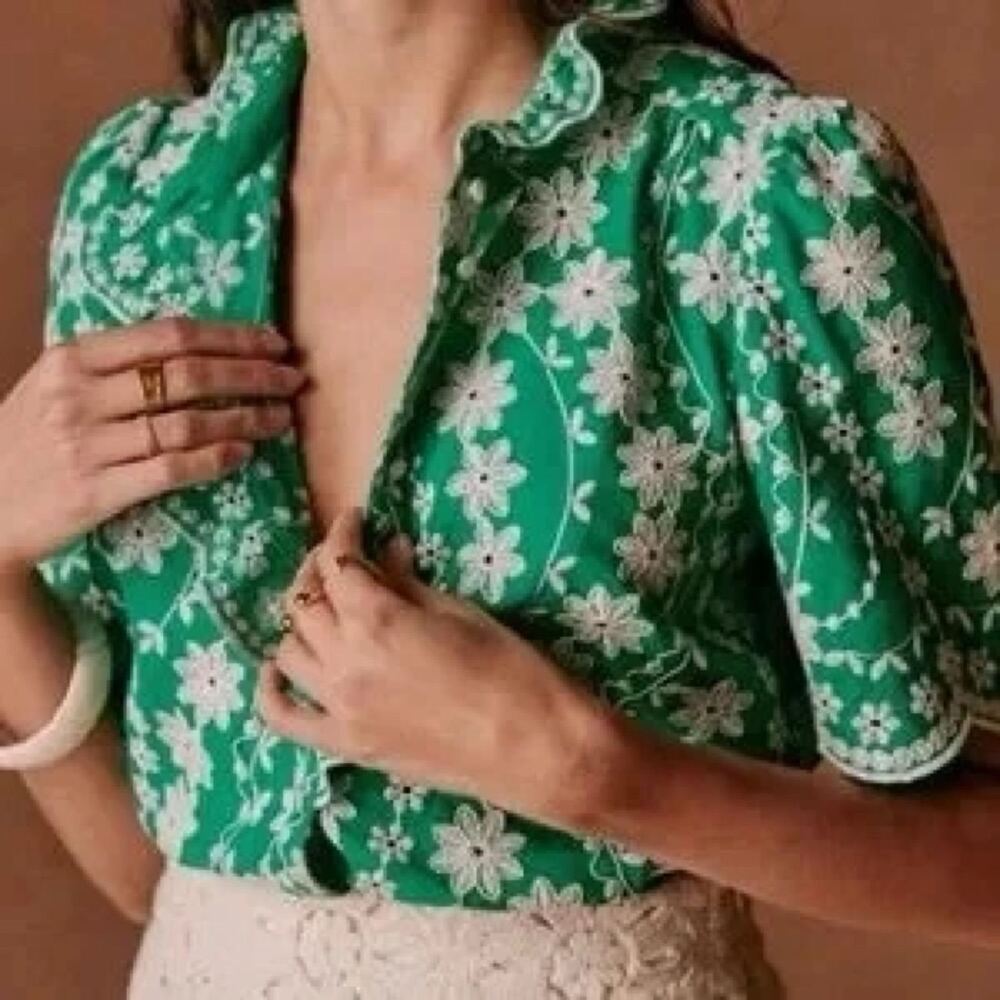 Sezane Dalhia Shirt in Green Size US 8 (EU 40)